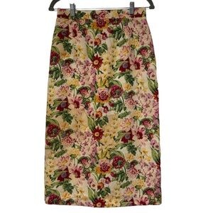{Susan Bristol} Vintage 80's 90's Yellow Floral Cotton Pencil Maxi Skirt